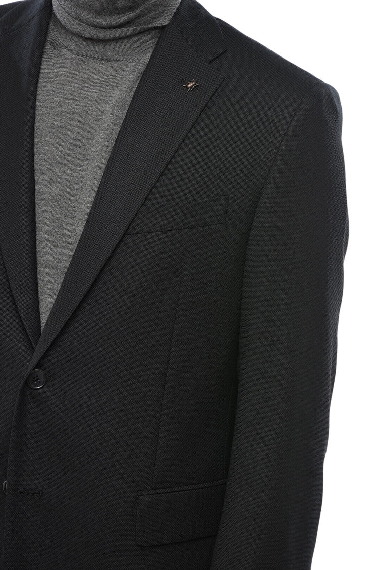 Black Notched Lapel Blazer 3