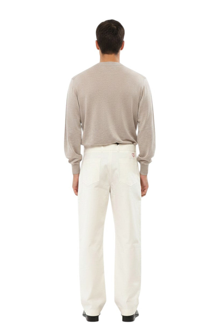 White Solid Straight Trousers 2