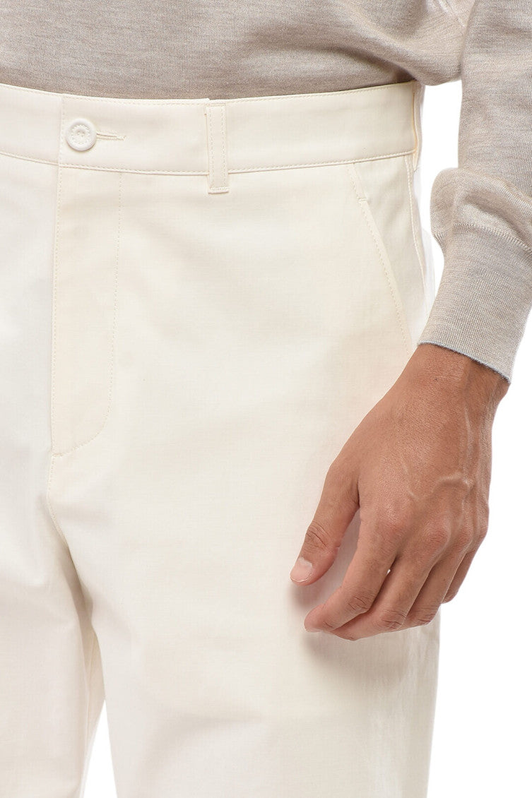 White Solid Straight Trousers 3