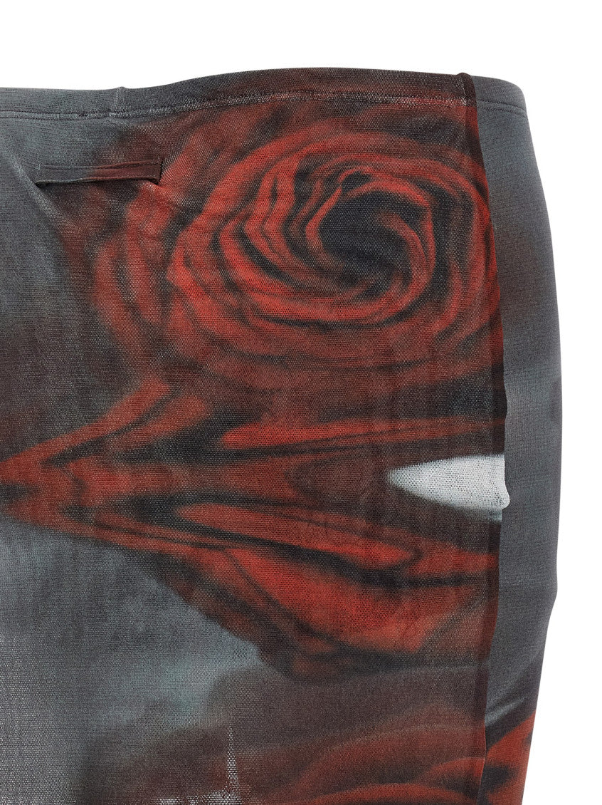 Multicolor 'The Red Blurry Roses' skort 4