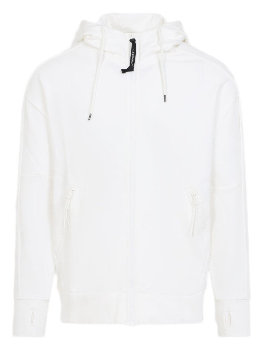 White Goggle Detail Zip-Up Hoodie 1