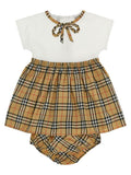 2-piece Beige Checks Dress/Bloomer Sets (Baby Girl) 1