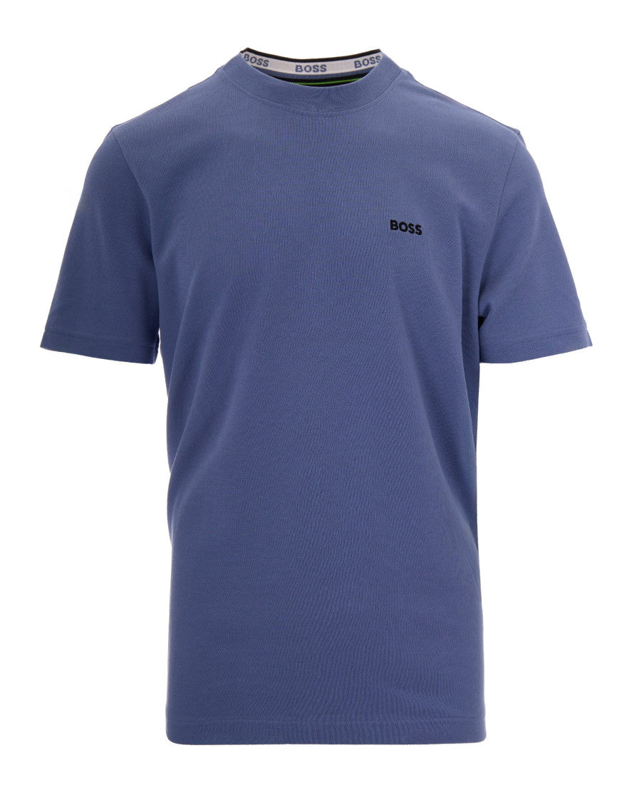 Blue Textured Crew Neck T-Shirt 1
