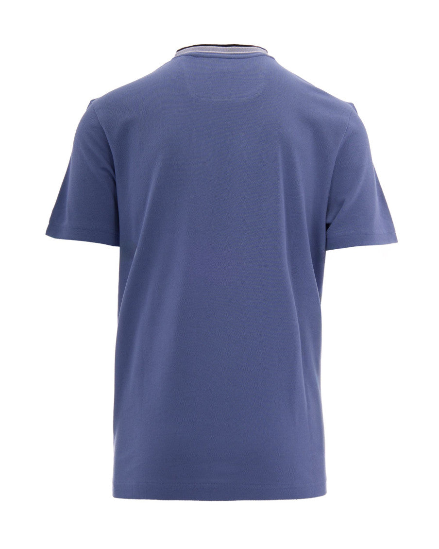 Blue Textured Crew Neck T-Shirt 2