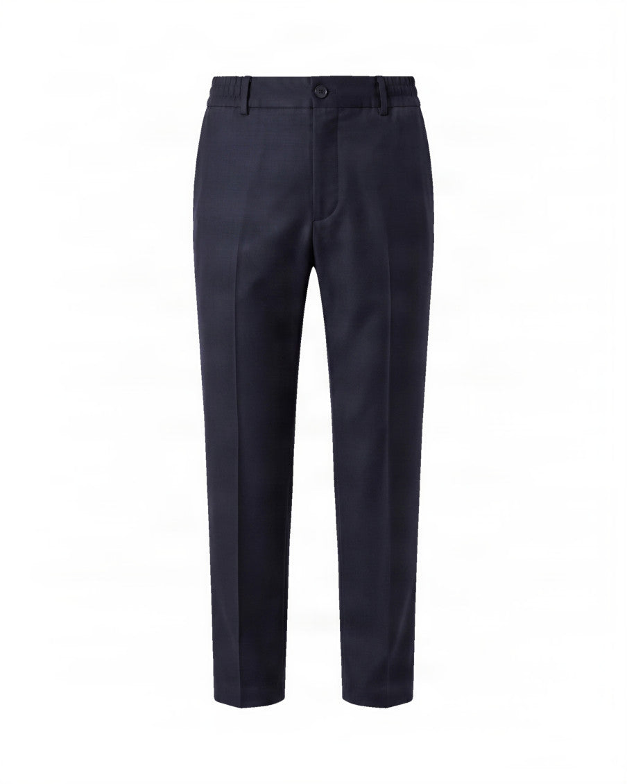 Blue Tapered Flat Front Pants 1