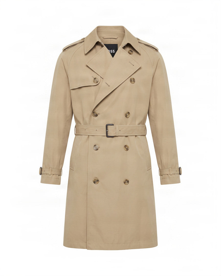 Dark Beige Double-Breasted Trench Coat 1
