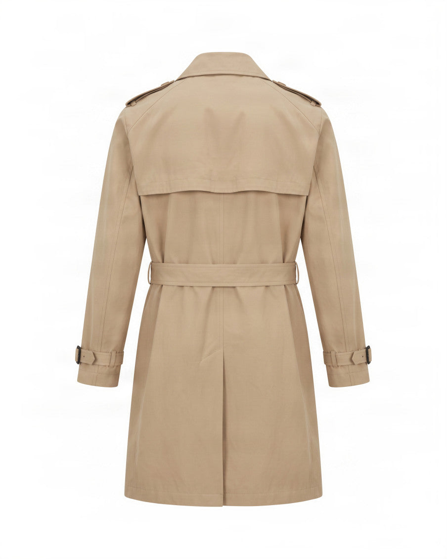 Dark Beige Double-Breasted Trench Coat 2