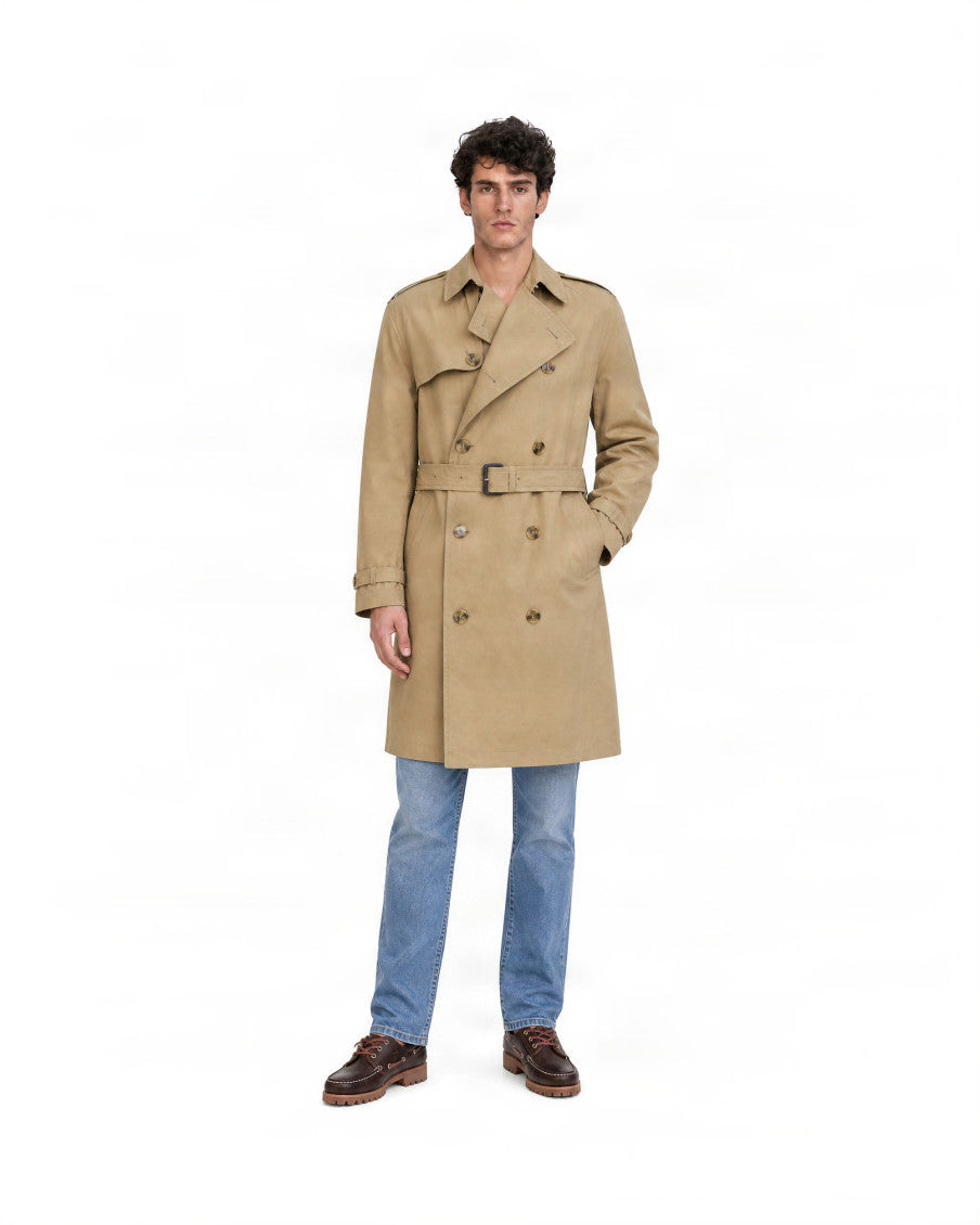 Dark Beige Double-Breasted Trench Coat 3