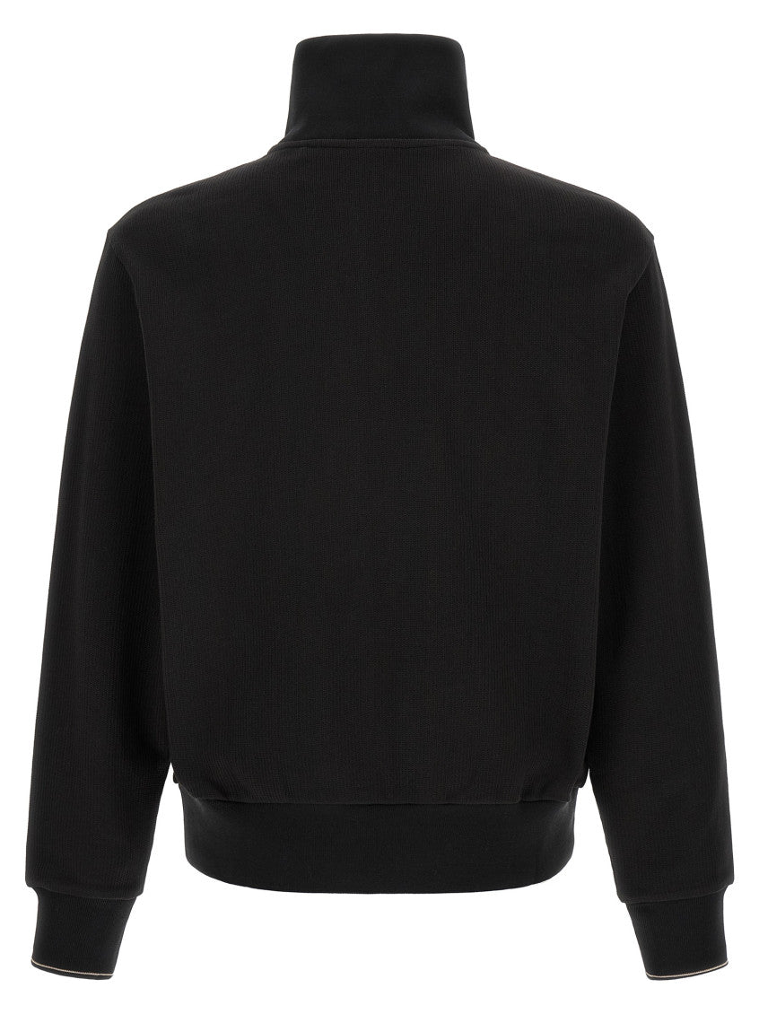 Black Textured Mock Collar Sweatshirt 2