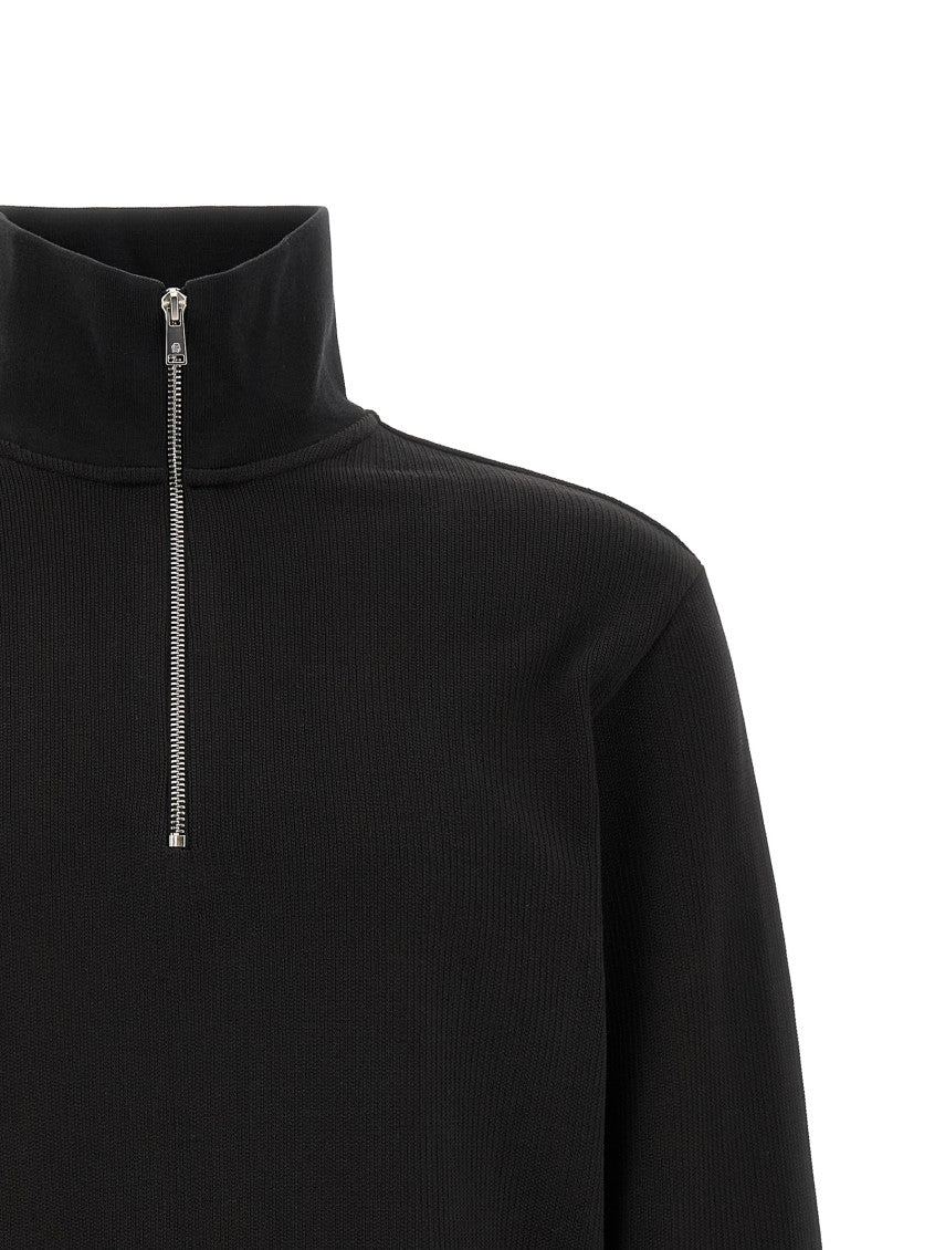 Black Textured Mock Collar Sweatshirt 3