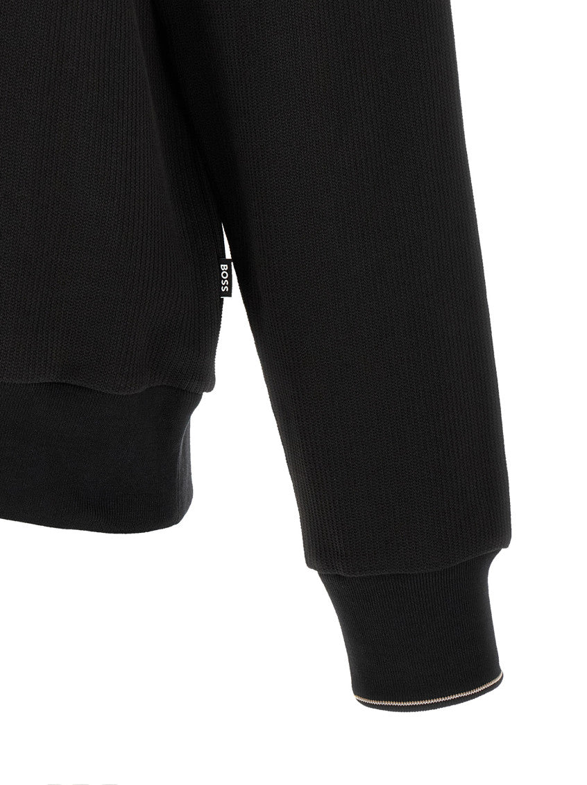 Black Textured Mock Collar Sweatshirt 4