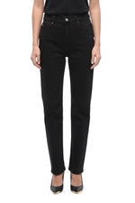 Black Straight Mid Rise Jeans 1