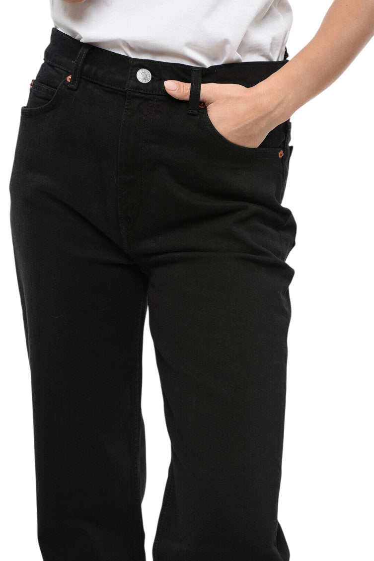 Black Straight Mid Rise Jeans 3