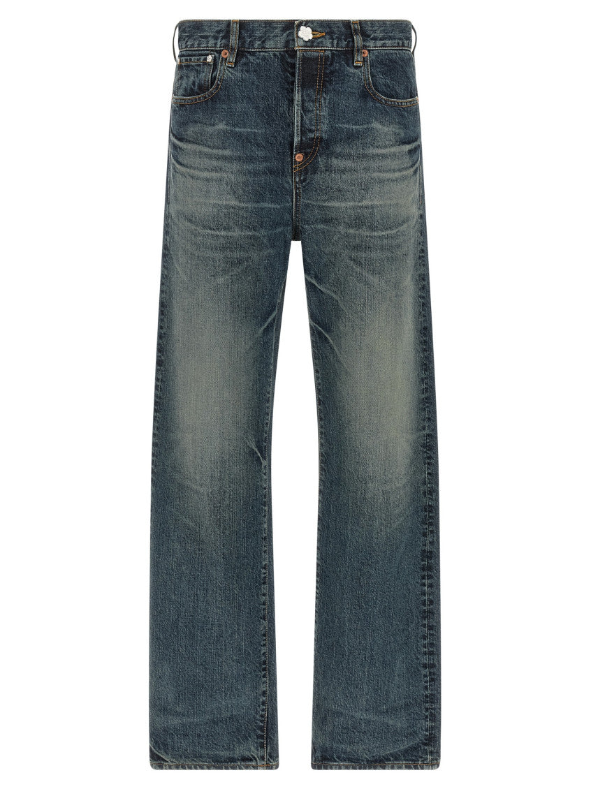 Blue Straight Mid Rise Jeans 1