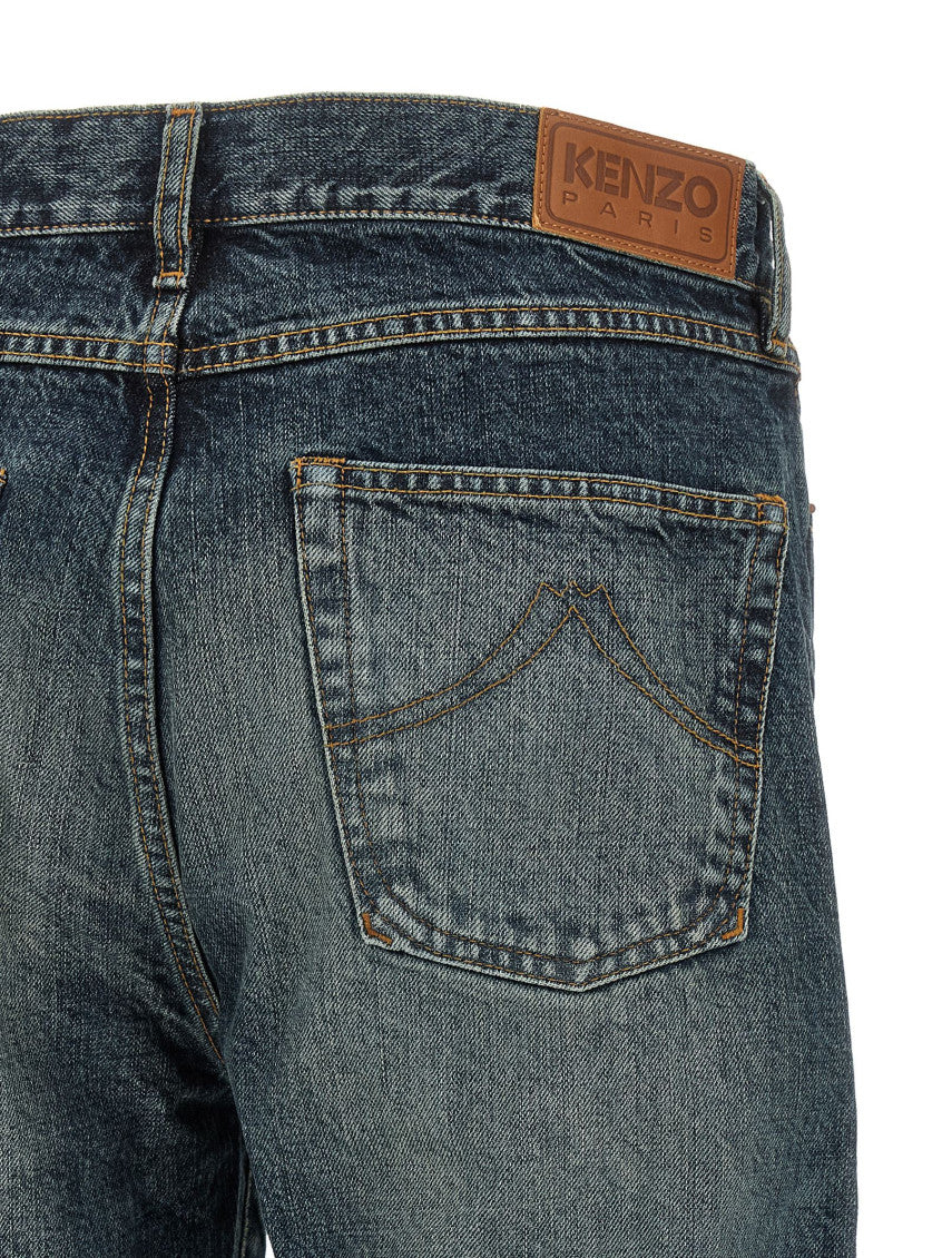 Blue Straight Mid Rise Jeans 4
