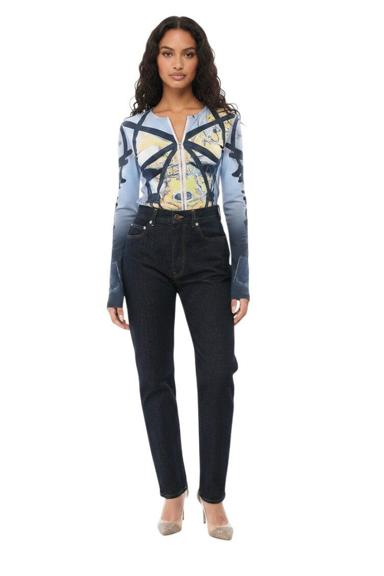 Blue Straight High Rise Jeans 1
