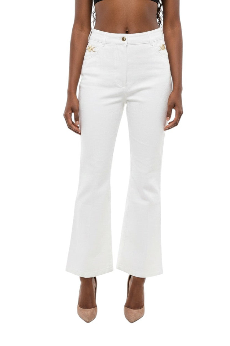 White Flared High Rise Jeans 1
