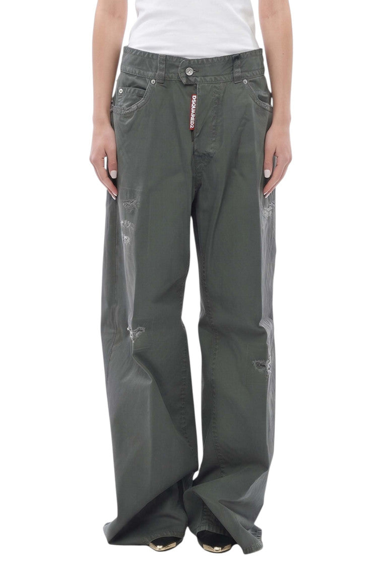 Green Loose Low Rise Jeans 1