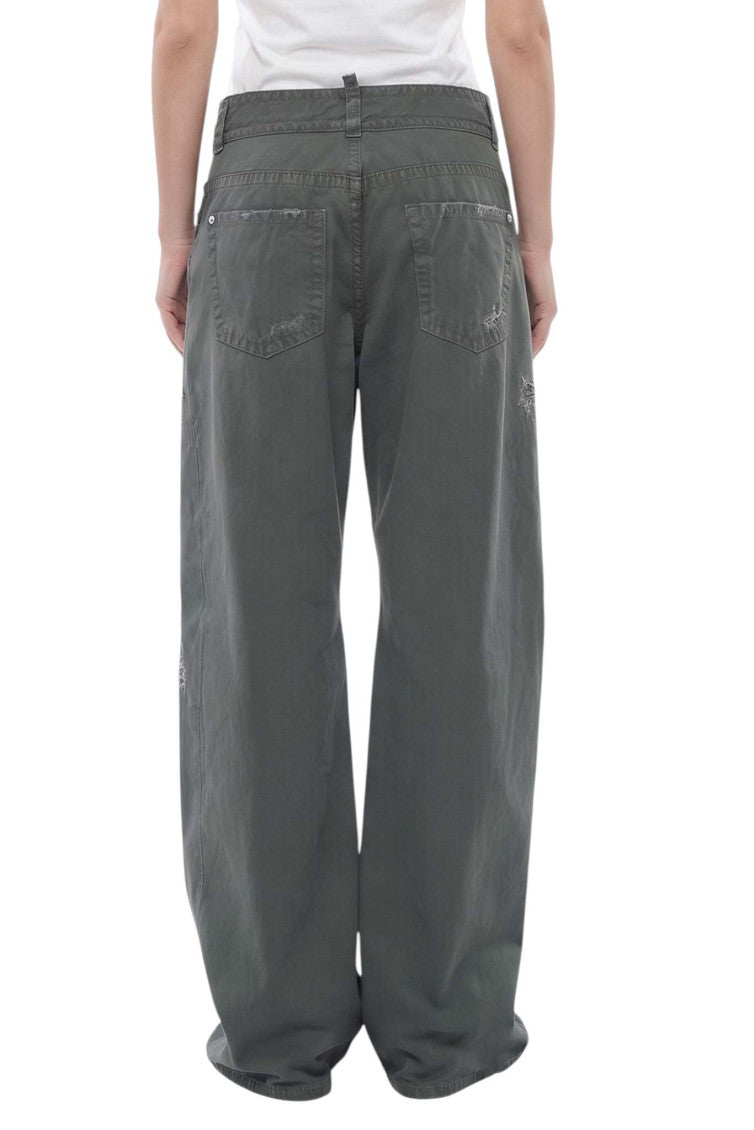 Green Loose Low Rise Jeans 2