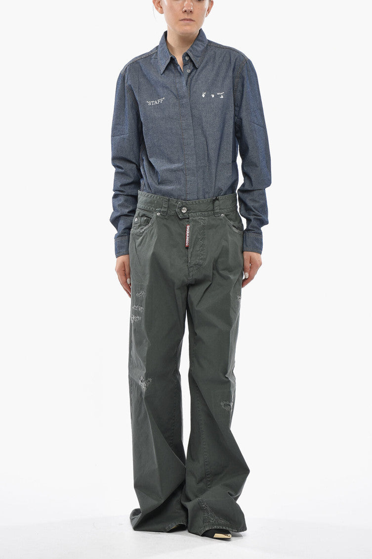 Green Loose Low Rise Jeans 4