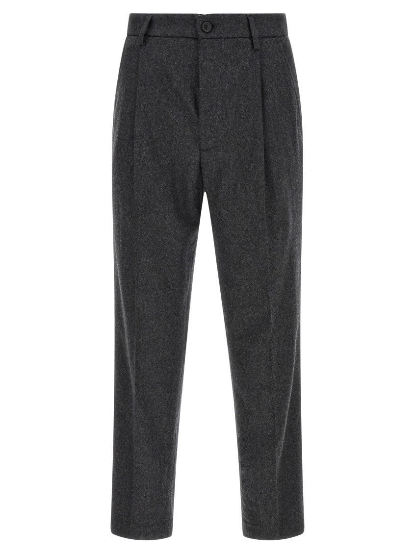 Grey Relaxed Pleated Pants 1