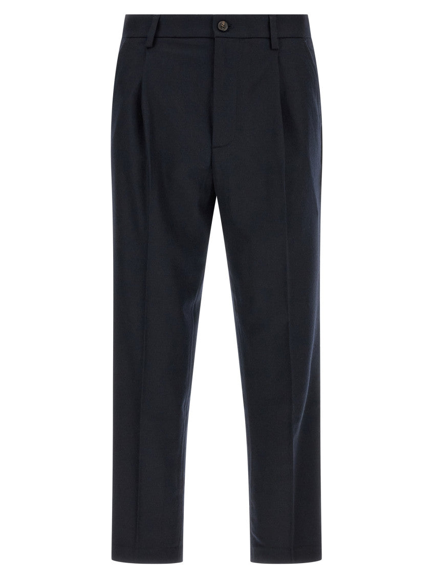 Blue Loose Pleated Pants 1