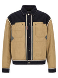 Beige Color Block Shirt Collar Jacket 1