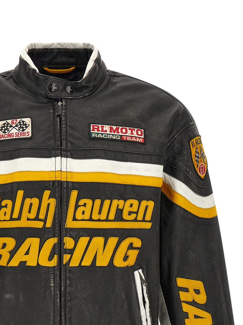 Black Graphic Band Collar Jacket 3