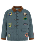 Blue Embroidered Shirt Collar Jacket 1