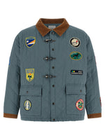 Blue Embroidered Shirt Collar Jacket 1