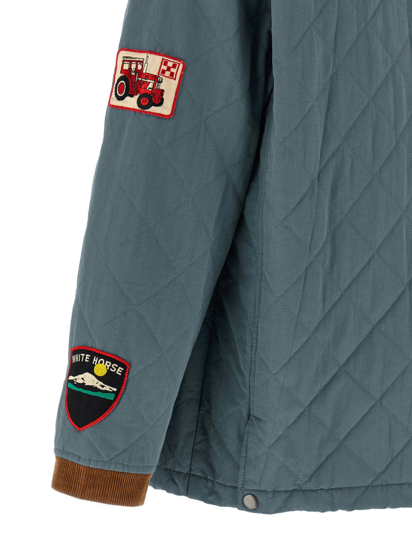 Blue Embroidered Shirt Collar Jacket 4