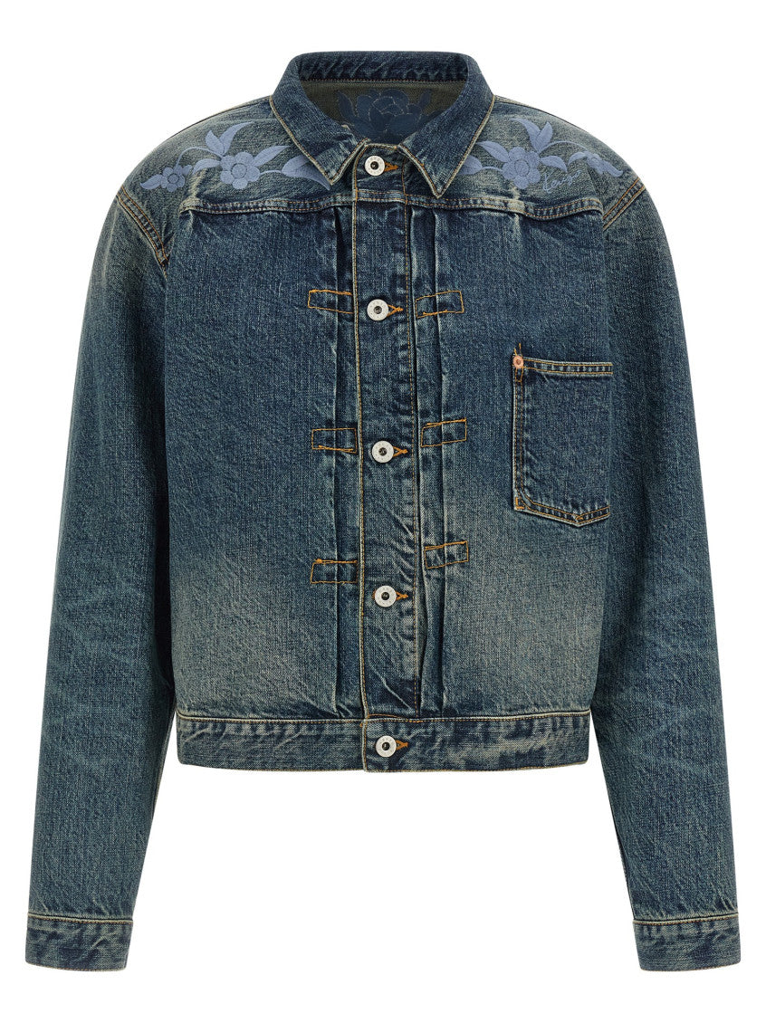 Blue Floral Denim Jacket 1