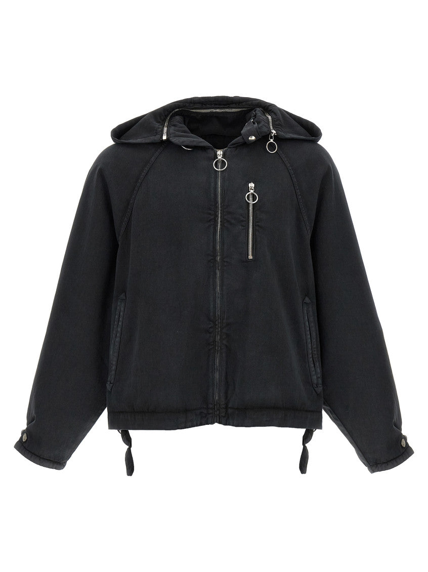 Black Solid Hooded Jacket 1