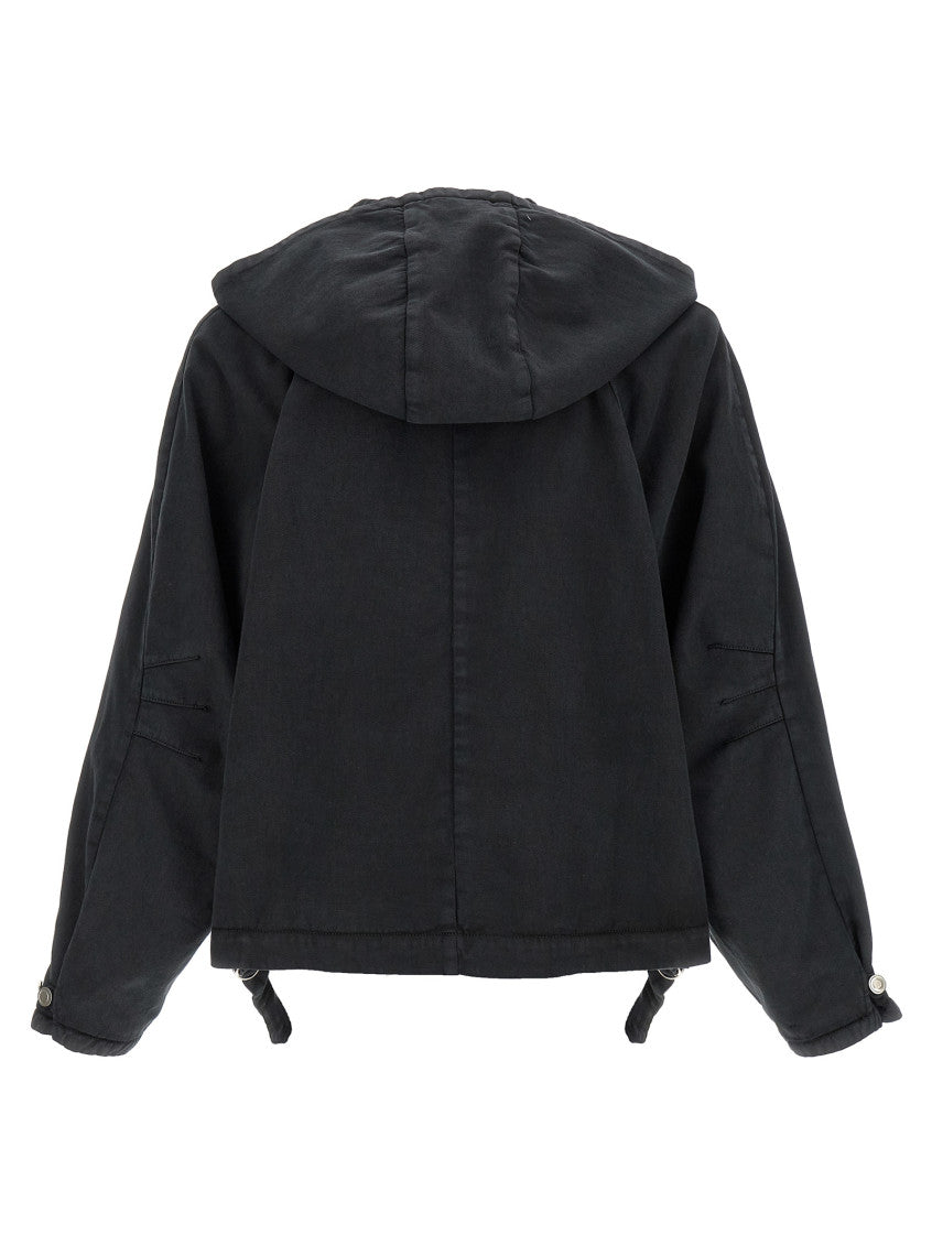 Black Solid Hooded Jacket 2