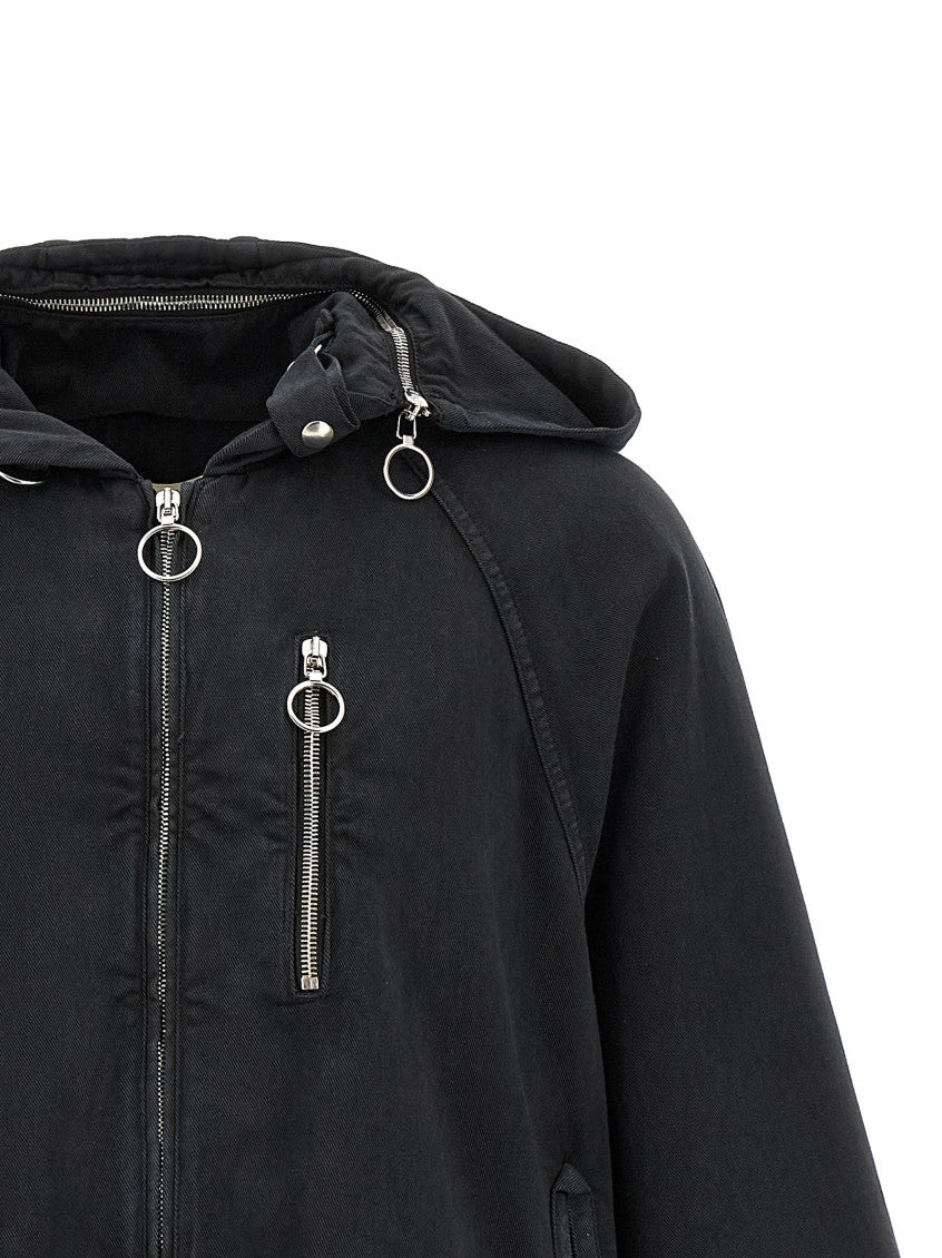 Black Solid Hooded Jacket 3