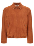 Orange Solid Shirt Collar Jacket 1