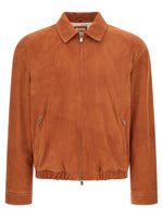 Orange Solid Shirt Collar Jacket 1