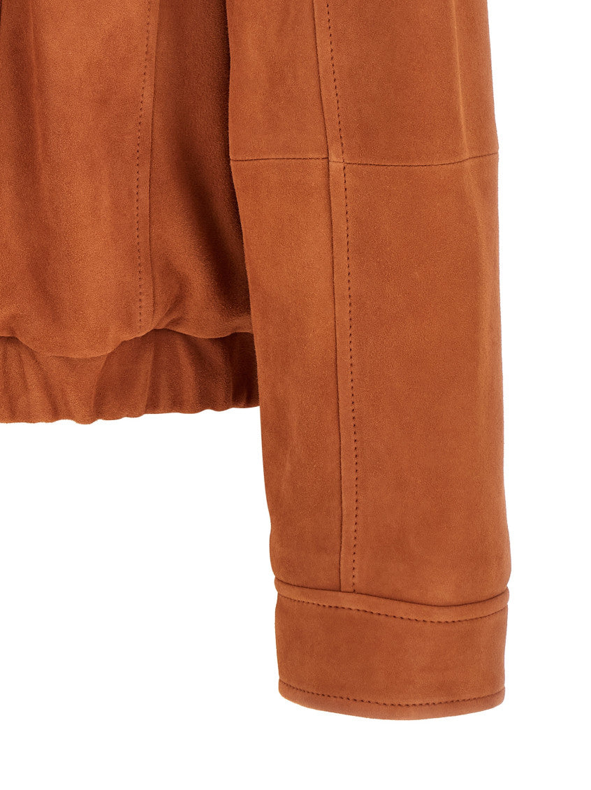 Orange Solid Shirt Collar Jacket 4