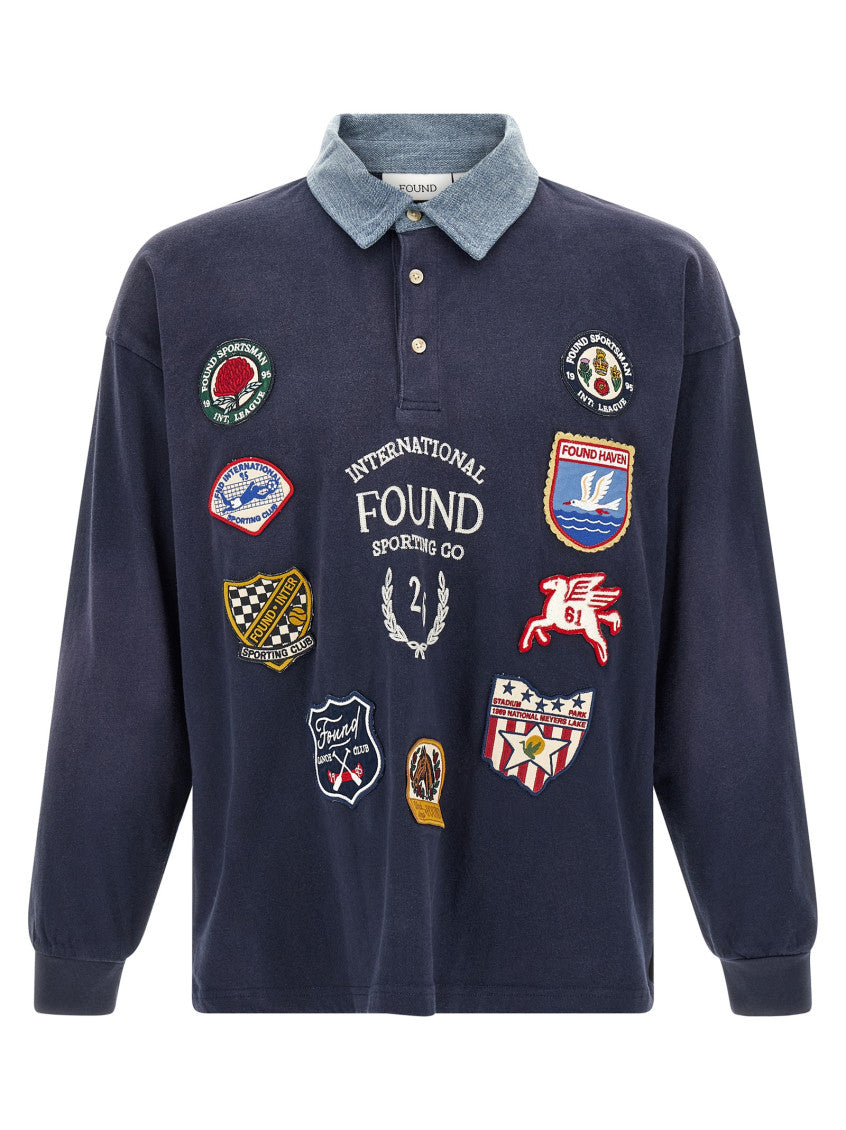 Blue Embroidered Shirt Collar Polo 1