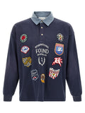 Blue Embroidered Shirt Collar Polo 1