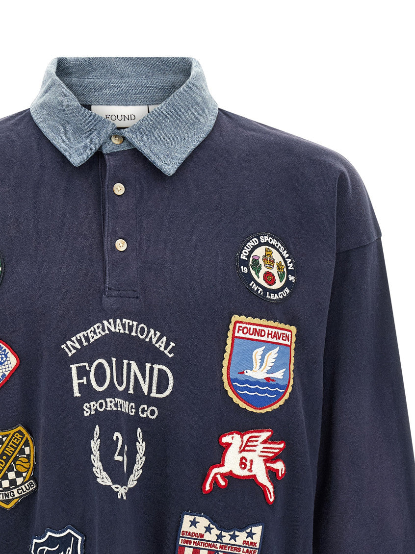 Blue Embroidered Shirt Collar Polo 3