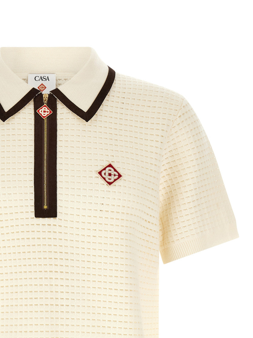 Off White Textured Shirt Collar Polo 3