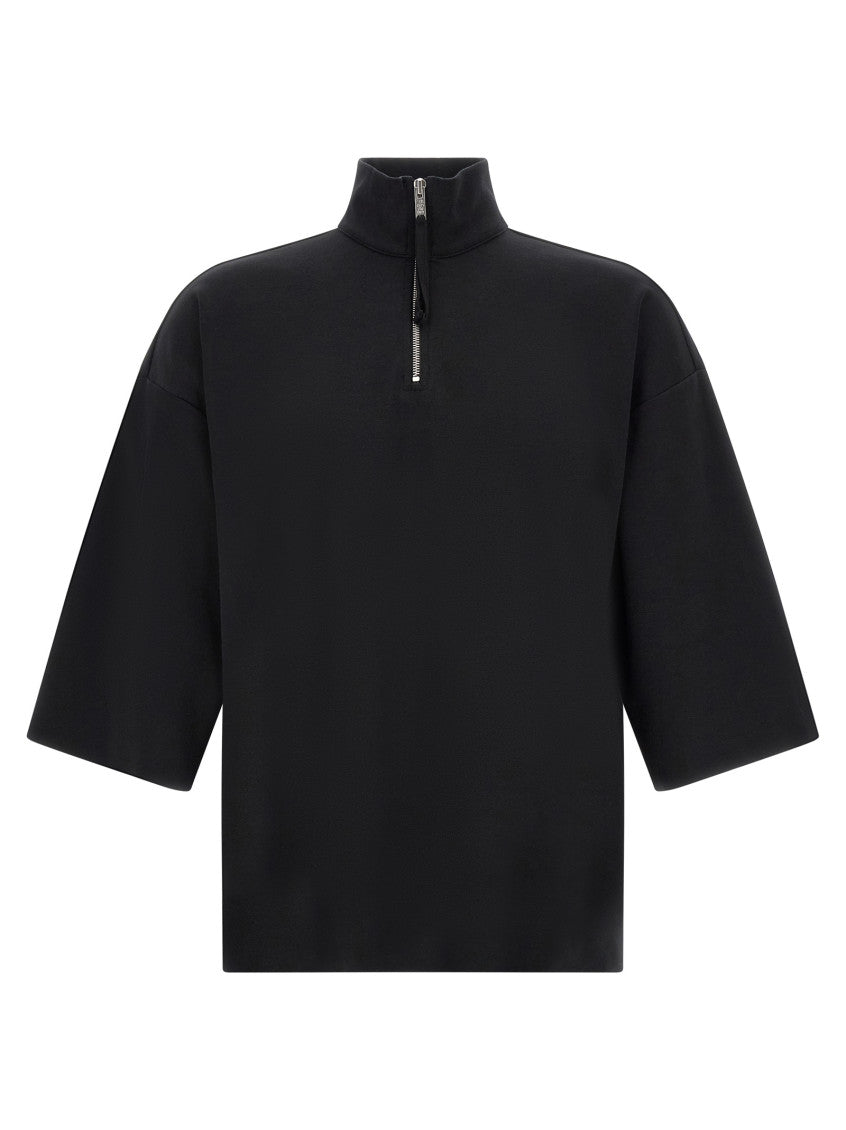 Black Solid Mock Collar Sweatshirt 1