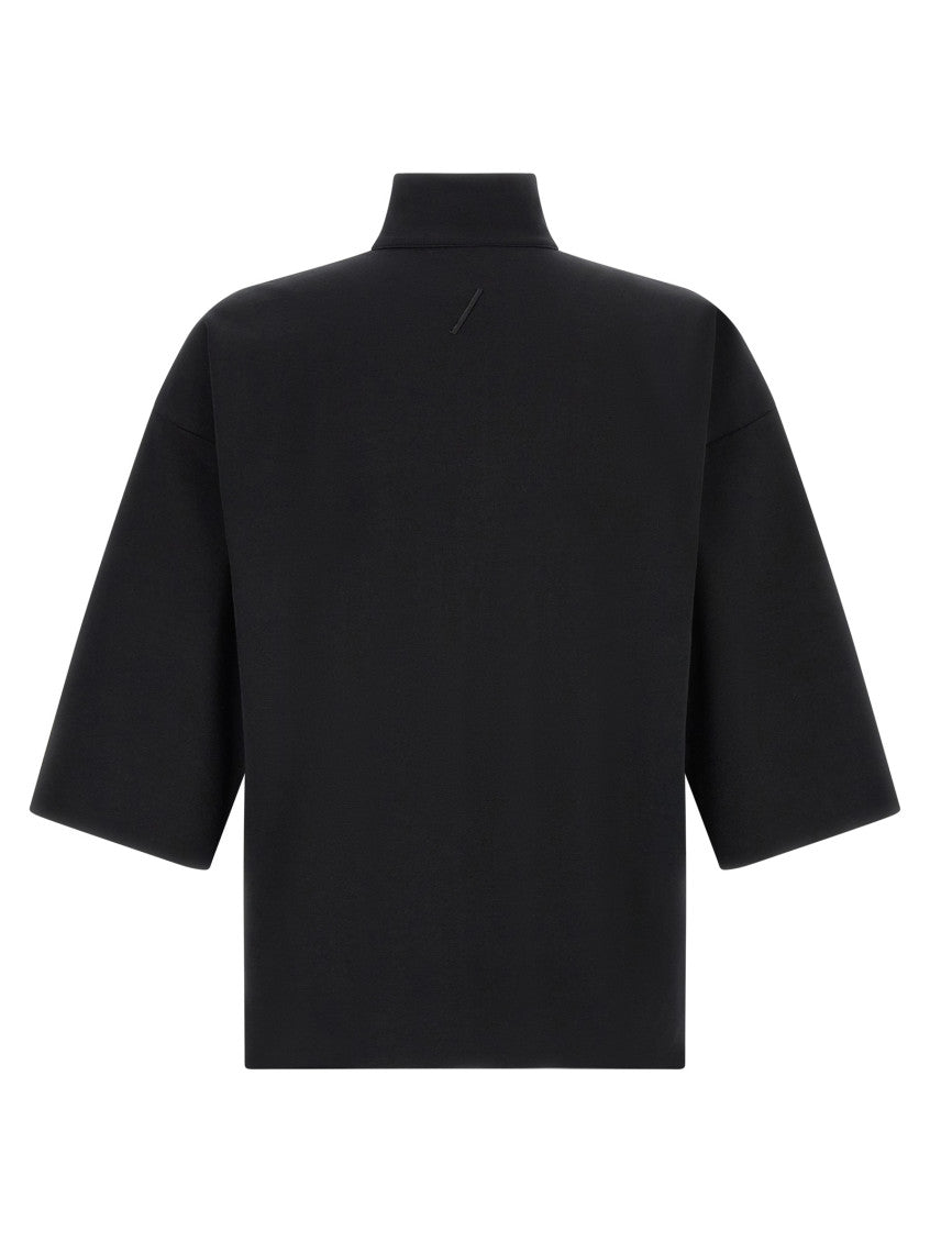 Black Solid Mock Collar Sweatshirt 2