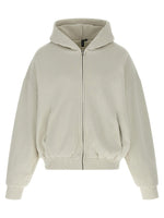 Off White Textured Zip-Up Hoodie 1