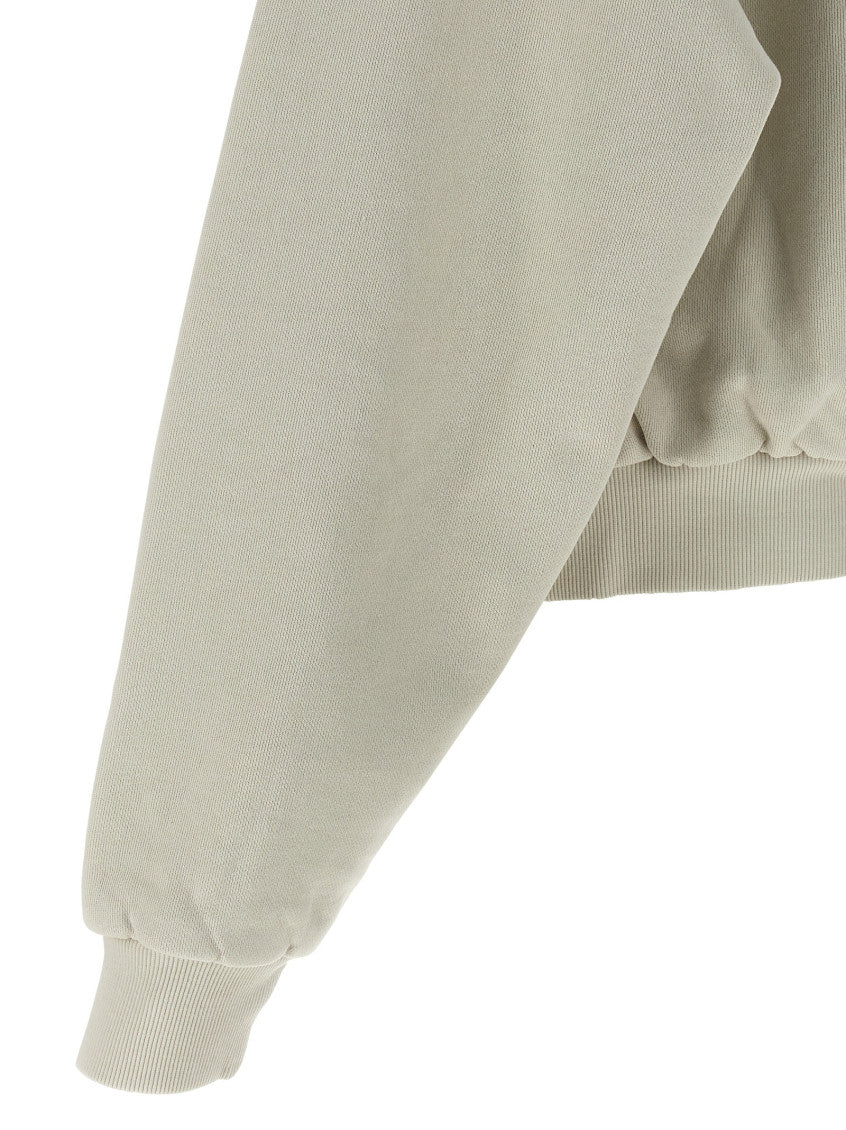 Off White Textured Zip-Up Hoodie 4
