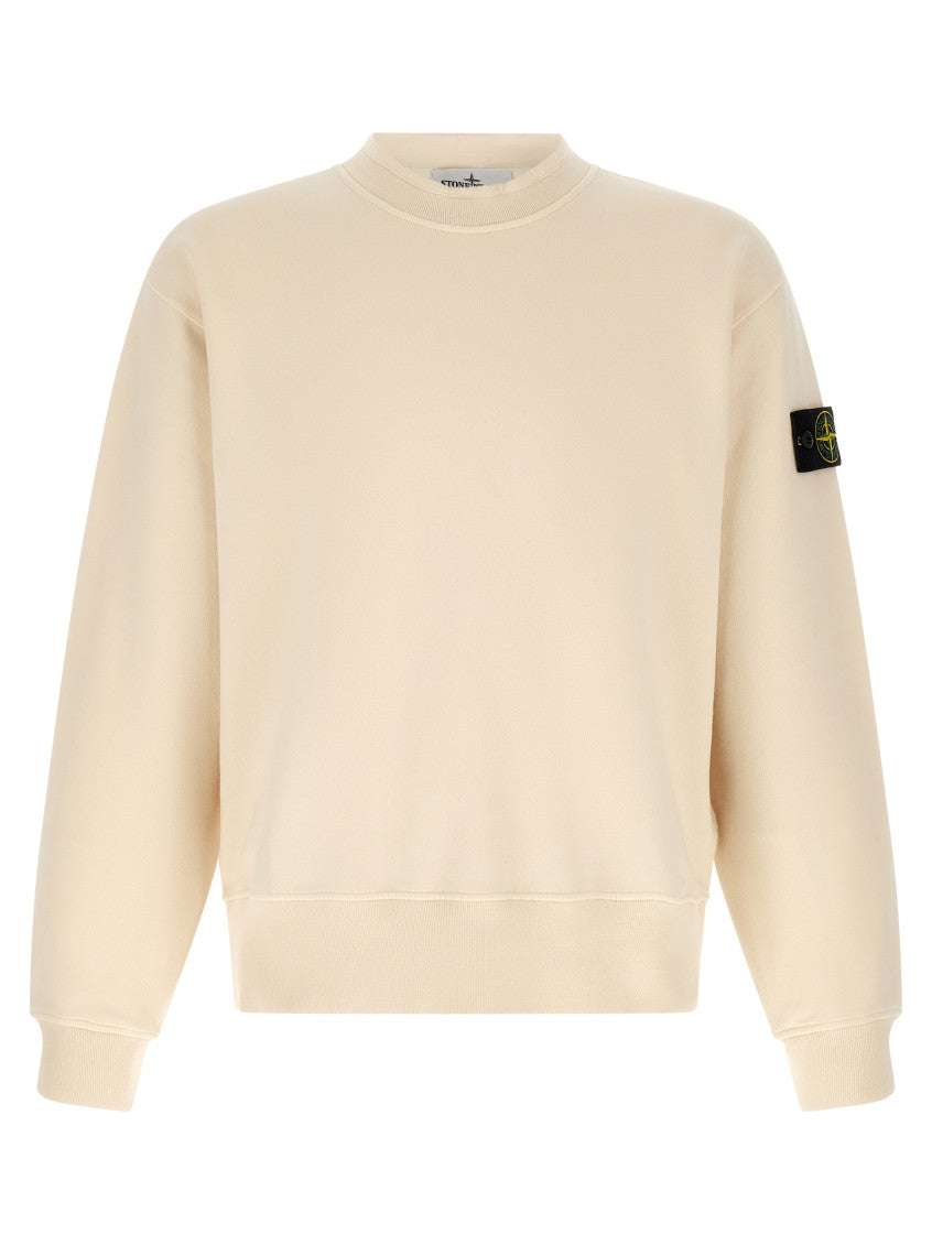 Off White Solid Crew Neck Sweatshirt 1