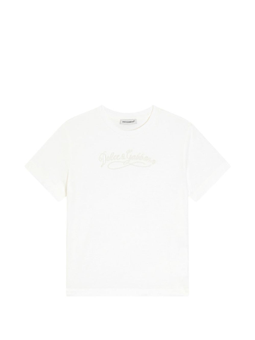 Girls White Embroidered T-Shirt 1
