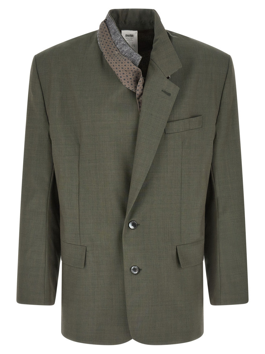 Green Solid Wool Blazer 1