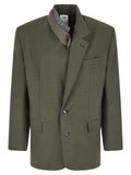 Green Solid Wool Blazer 1